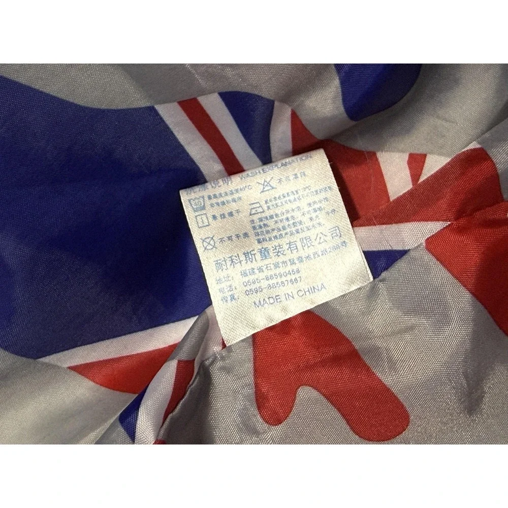 Naissi Jacket Boys 12-13 Blue Hooded Puffer Union Jack Flag Lining Zip Pockets